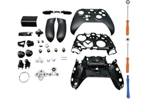 Hzxkqmil Replacement Housing Shell Full Set for Xbox One S/X Controller (Model 1708), DIY Faceplate Case Cover Middle Bracket Side Rails Buttons Accessories Parts, Black