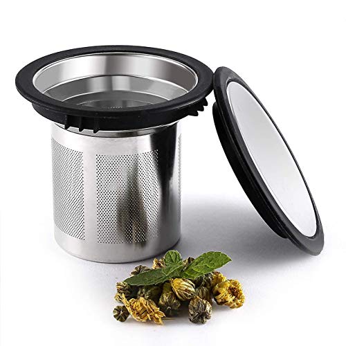 Fine mesh strainer tea infuser bucket for loose leaf tea, large tea filter for loose tea - black - Thumbnail 7