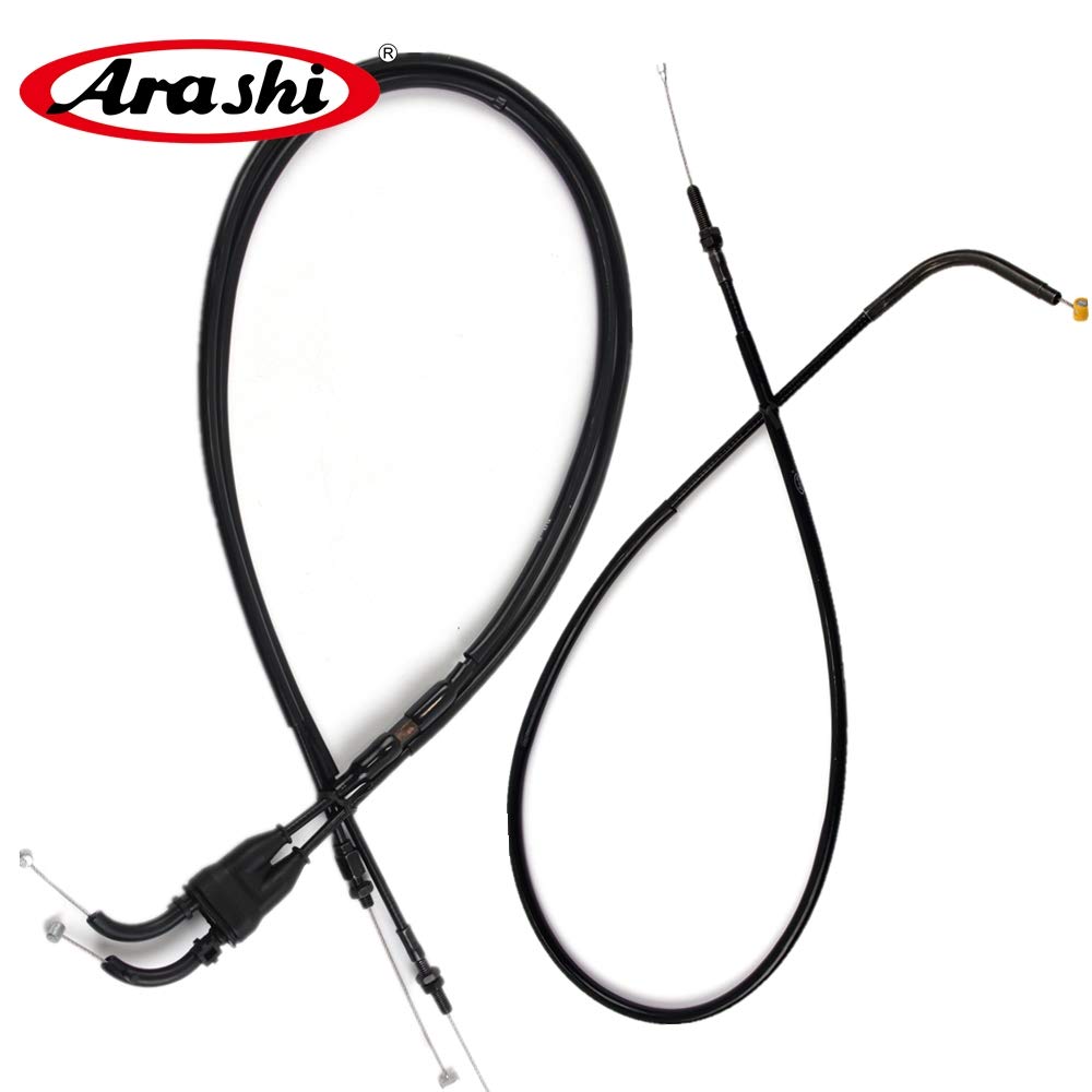 Arashi Throttle & Clutch Cable Set For Yamaha MT-07 / FZ-07 2014-2016 - Stainless Steel Lines With Rubber Housing - View #4