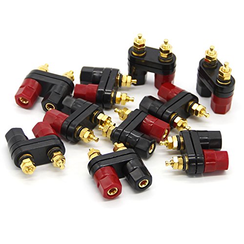 Wiwaplex 10Pcs Gold plated Insulated Terminal Binding Post Power Amplifier Dual 2-way Banana Plug Jack - Thumbnail 4