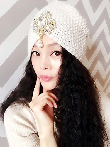 Beige Knit Gemstone Hat,Caps, Hats, Womens Hats, Sequined Hat, Beret, Gimme Cap, Fashion Hats, Personality Hats, Show Hats, Beautiful CapHipster,Fashion,Gift ,Show, Party ,Holiday