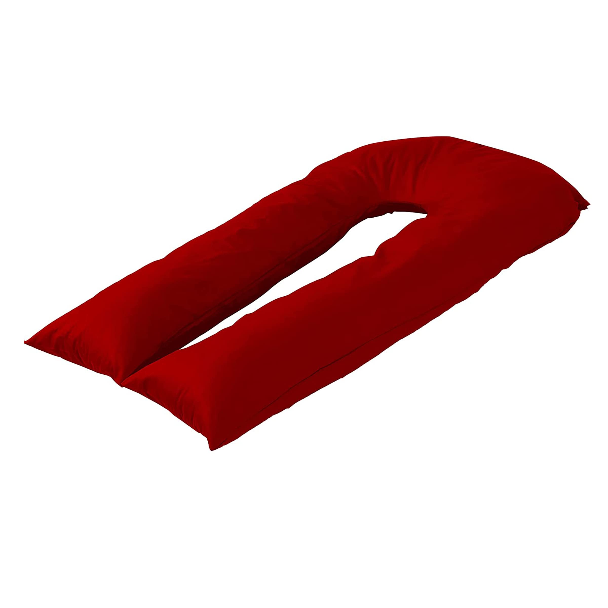 Belle Home Red 12FT U Shape Pillow Cover Case Only- Pregnancy, Nursing & Maternity Long Full Body Pillowcase Cover, Protection from Anti Dust Mite & Anti Allergey