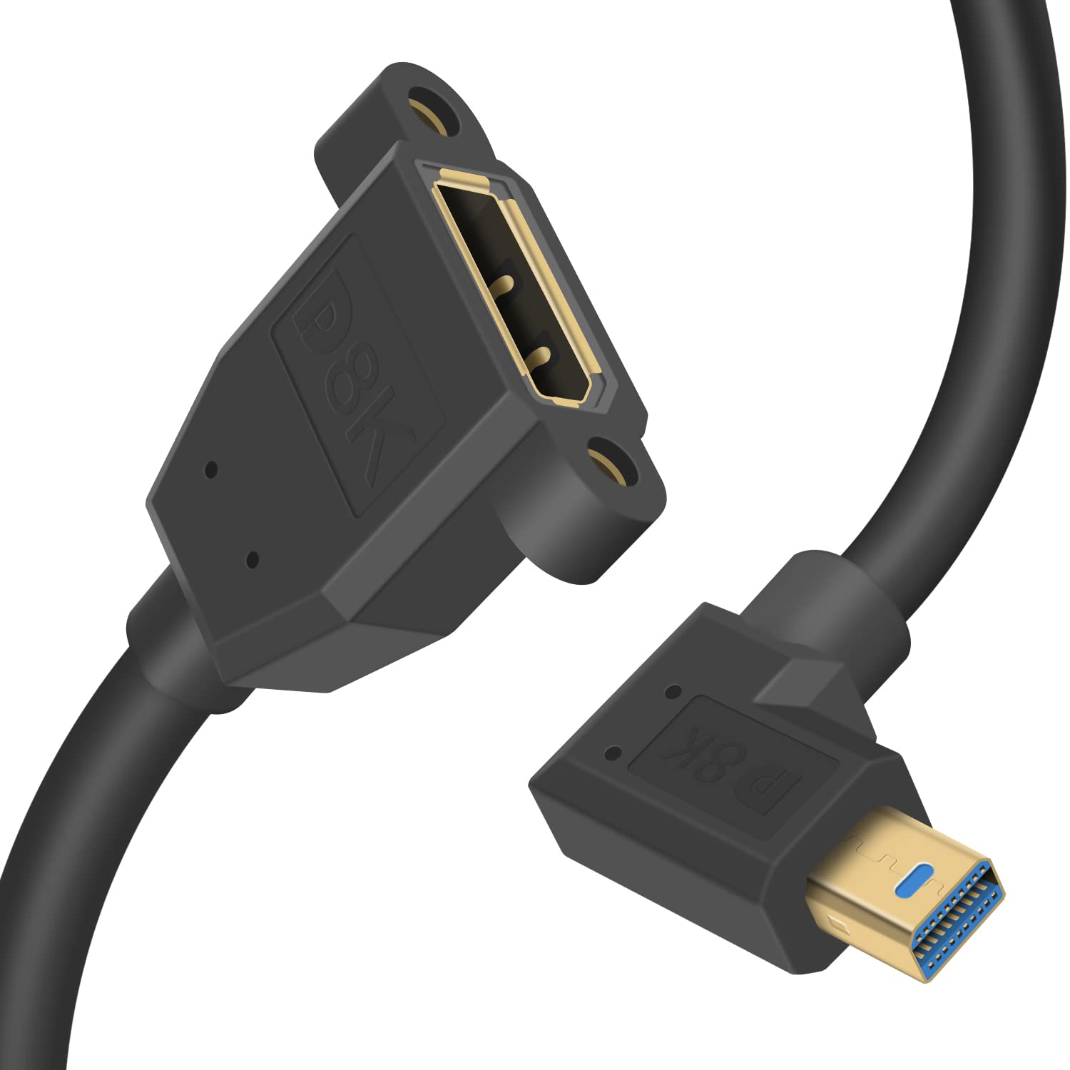 Duttek Displayport to Mini Displayport Cable 0.3M,8K@60Hz Mini Displayport to Displayport Bi-Directional Transmission Standard Mini Displayport 1.4 Cable
