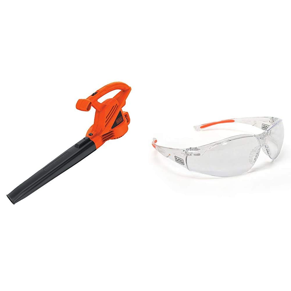 BLACK+DECKER Electric Leaf Blower, 7-Amp with Safety Eyewear, Lightweight, Clear Lens (LB700 & BD250