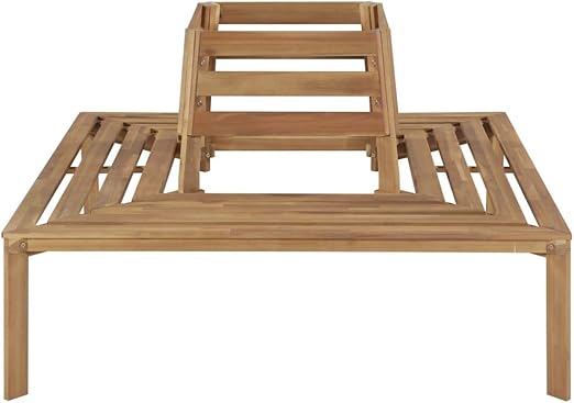 Festnight Patio Tree Bench Outdoor Surround Garden Bench Solid Acacia Wood Benches