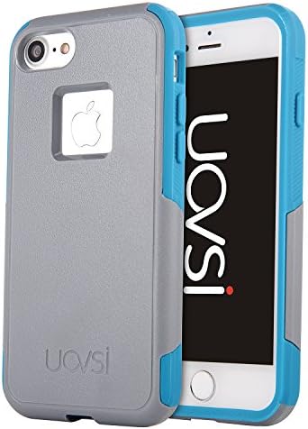 UOVSI,iPhone 7 Case,[Light Armor Series] Ultra Amror Light Duty Protection Defense Shield [Dual Layer Case] For iphone 7 4.7-inch [With Free Scratch Resistant Scree Protector] (Grey Blue)