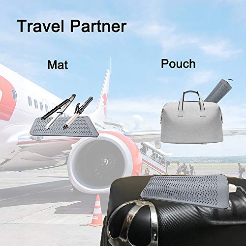 Heat Resistant Silicone Mat Pouch, Lessmon Hair Styling Tools for Curling Irons, Hair Straightener, Flat Irons, Length 11.5 & Width 6 Inches, Food Grade Silicone, Black - Thumbnail 5