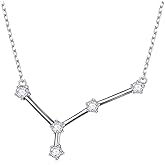 925 Sterling Silver CZ Astrology 12 Constellation Horoscope Sign Astrology Zodiac Star Necklace Birthday Jewelry for Women,18-20 inch