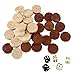 Amerous Thread Wooden Checkers Pieces Nature Wood Backgammon Pieces with Drawstring Bag, 5 Dices Included