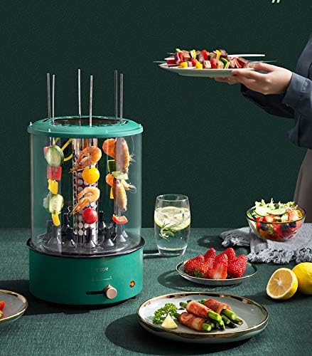 review YIIYU Smokeless Barbecue Machine, 360° Automatic Electric Barbecue Grill Skewers, Household Rotary Smokeless Barbecue, Temperature Adjustable Barbecue Machine