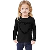Haloumoning Toddler Girls Ruffle Heart T-Shirts Baby Kids Cute Long Sleeve Top Tees 3-10 Years
