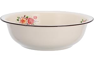 TOYZFRIENDY Vintage 30cm Large Enamel Mixing Bowl Household Retro Enamelware Basin for Kitchen and Food