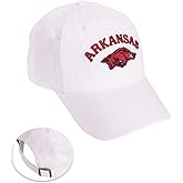 Desert Cactus University of Arkansas Baseball Hat Razorbacks U of A Hogs Brimmed Embroidered Hats Cap Adjustable Cloth Strap Adult (Style E1) White