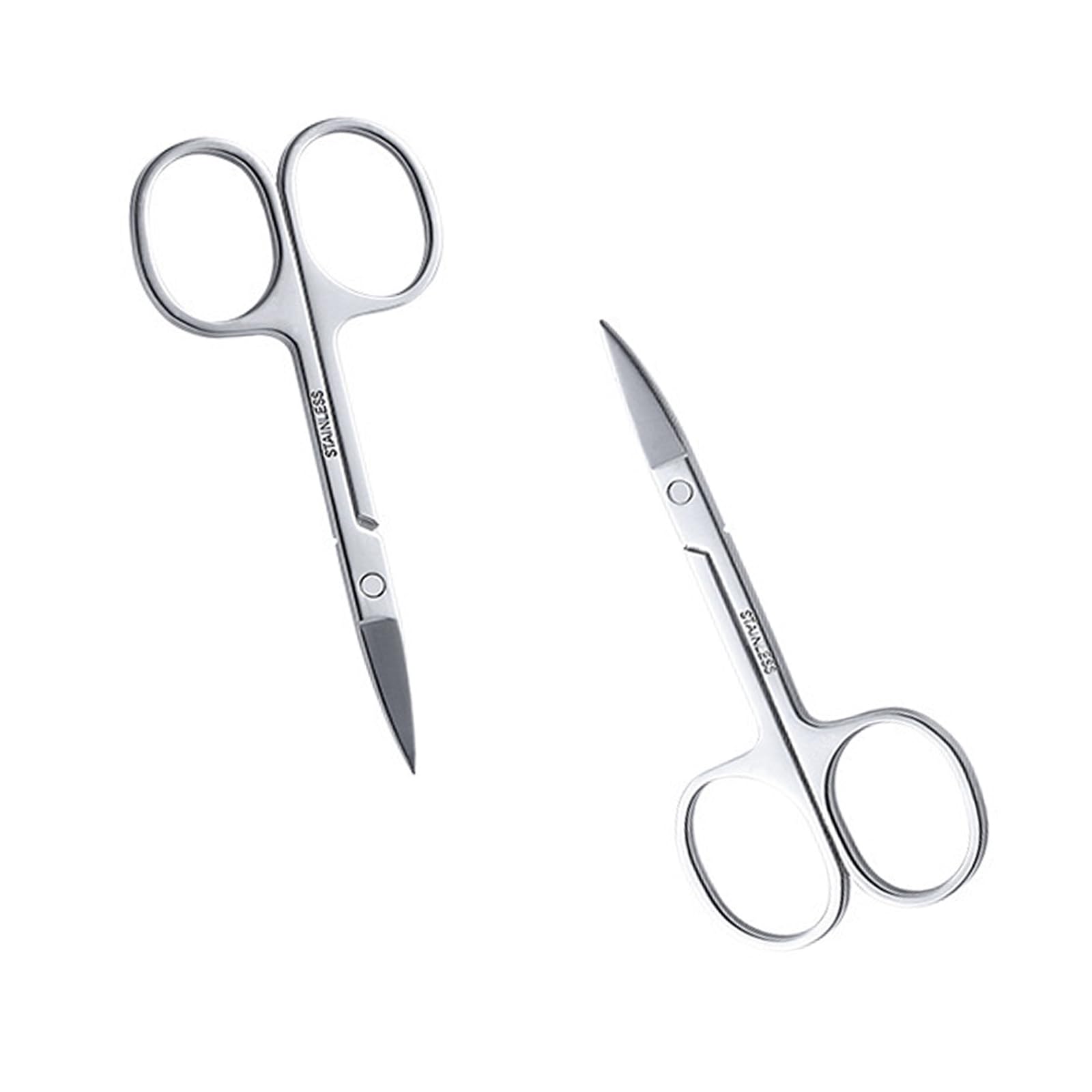 2 pcs Nail & Cuticle Scissors Set: Stainless Steel| Curved Blade Scissors for Precise Manicure Pedicure | Easy Grip |Perfect for Eyebrow, Toenail & Skin| Men & Women | Home or Professional Use