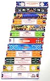 Satya Nag Champa Classic Incense Set of 12 Scents consisting of: Nag Champa, Super Hit, Golden Era, Egyptian Musk, Natural, Fortune, Chakra, Aastha, Sandalwood, Patchouli Forest, Tree of Life & Bliss
