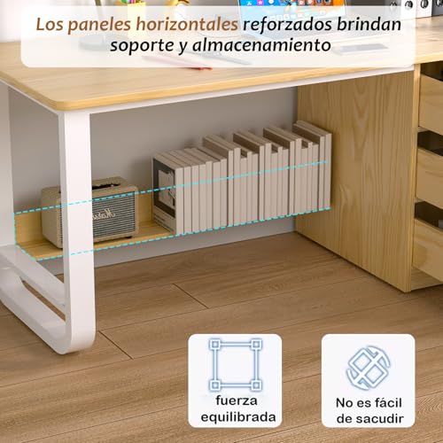 Escritorio de Oficina Minimalista,Escritorio para Computadora con 3 Cajones y Estante,Escritorio de 50CM de Ancho,Escritorio de Estudio para Oficina en Casa,Estación de Trabajo 120*50*72cm