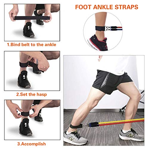 COSMIRROR Resistance Bands Set for Women & Men (11pcs), 5 Stackable Exercise Workout Bands with Door Anchor, Handles and Ankle Straps, Carrying Bags for Resistance Training and Physical Therapy