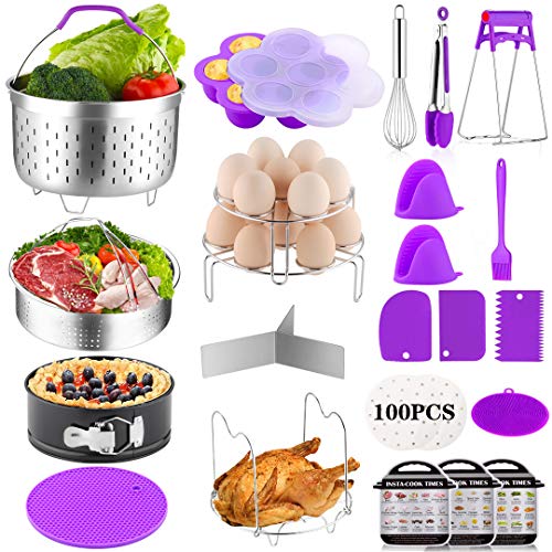 YOLIFE 122 PCS Accessories for Instant Pot, Pressure Cooker Accessories Set Compatible with Instant Pot 5,6,8 Qt - 2 Steamer Baskets, Silicone Molds & More Accessories