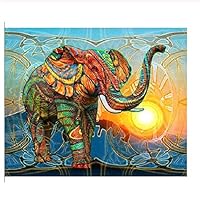 Classic Jigsaw Puzzle 1000 Pieces Adults Children Puzzle Wooden Puzzle DIY Sun Colored Elephant Modern Home Decor Wall Art Picture Unique Gift 75x50 cm