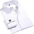 Cloudstyle Men's Dress Shirt Slim Fit Button Down Stripe Checked Shirt