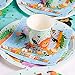 Jungle Safari Theme Party Supplies - for 16 Guests Woodland Birthday Baby Shower Decoration for Boy or Girl Forest Animal Set Including Plates,Napkins,Cups,Knifes,Forks,Spoons,Invitation Cards,Table Cover 145 PCS