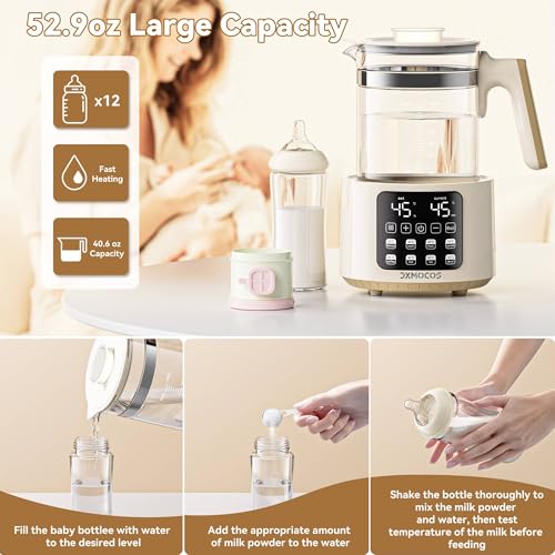 Dxmocos Electric Kettle with Temperature Control, 1.5L Large Capacity Stainless Steel Water Boiler, 40°C to 100°C Adjustable, 72H Keep Warm, Type G Plug, Kettle for Coffee, Tea, Milk Powder