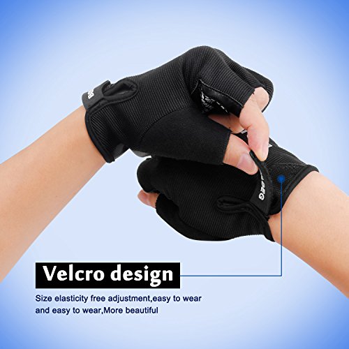 Elegant Choise Fishing Gloves, Boating Fish Gloves with 3 Fingerless Non-slip Breathable Sun Protection Gloves for Fishing,Hiking,Riding,Traveling (Black, L)