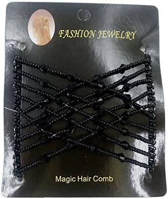 Shopline Magic Hair Comb, Beauty Decoration Bead Stretchy Clip Double Combs Accessory for Girls Woman (Black)