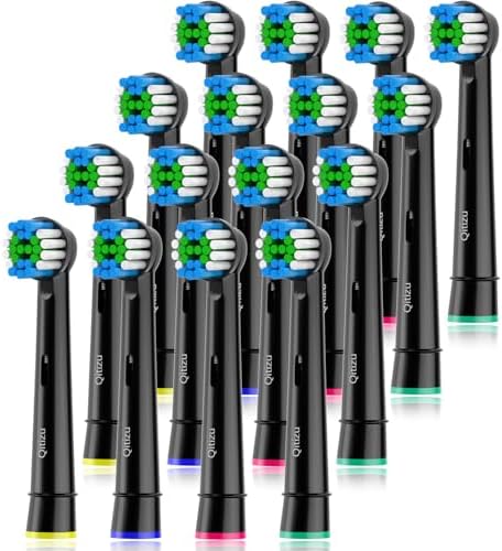 Recambios Cepillos Compatible con Cepillos Electricos Oral B, Cabezales de Dientes para Pro Vitality Smart Genius (16 Negro, 16 unidad (Paquete de 1))