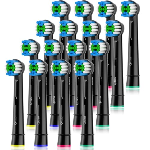 Recambios Cepillos Compatible con Cepillos Electricos Oral B, Cabezales de Dientes para Pro Vitality Smart Genius (16 Negro, 16 unidad (Paquete de 1))