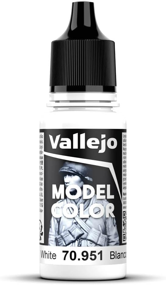 Vallejo Model Color 18 ml Acrylic Paint - White, Waterbased, Non-Toxic