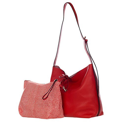 Gianni Chiarini Italian Made Red Pebbled Leather Slouchy Open Top Shoulder Bag