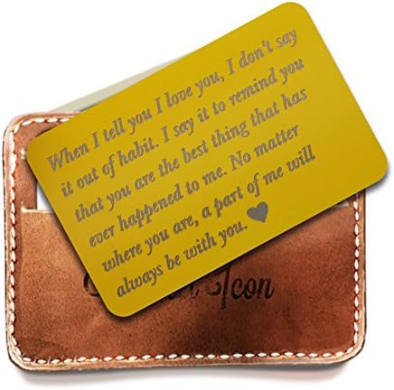 Personalized Metal Wallet Love Note Card, Husband Gift, Anniversary Gift for men