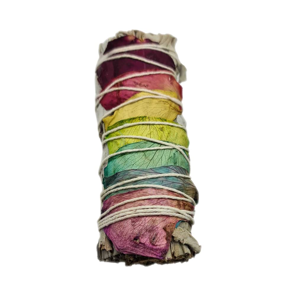 VIE Sage Smudge Stick 4" (White Sage and 7 Chakra Petals 4") — image 1