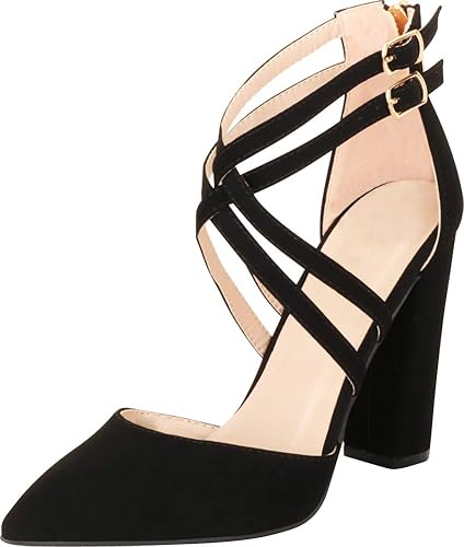 strappy closed toe block heels