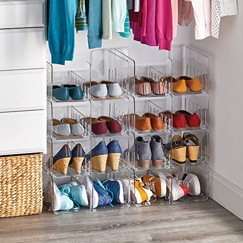 mDesign Stackable Shoe Storage Organizer for Organizing Men's and Women's Shoes Inside Closet
