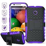 ElBolt Motorola E / Moto E 3 in 1 Bundle Armor Grenade Viewing Stand/Kickstand Hard Gel Case- Purple (Free Ultra-Sensitive Stylus Pen and Premium Screen Protector by ElBolt TM)