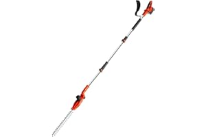 Ukoke 40V Cordless Pole Hedge Trimmer - 18-Inch Dual-Action Blades, Adjustable Head Angle, 3-Position Pivot Head, 0.8-Inch Cutting Capacity (Battery and Charger Included)