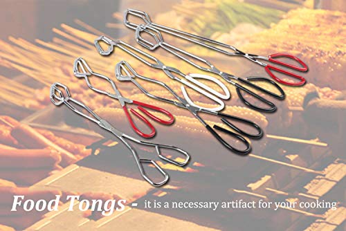 Scissor Stainless Steel Tongs with Black Handle - Scissor Cooking Tongs Set of 2-10.5 inch and 15 inch - Grilling Tongs for Kitchen Food Cooking Barbecue BBQ Grilling and Serving