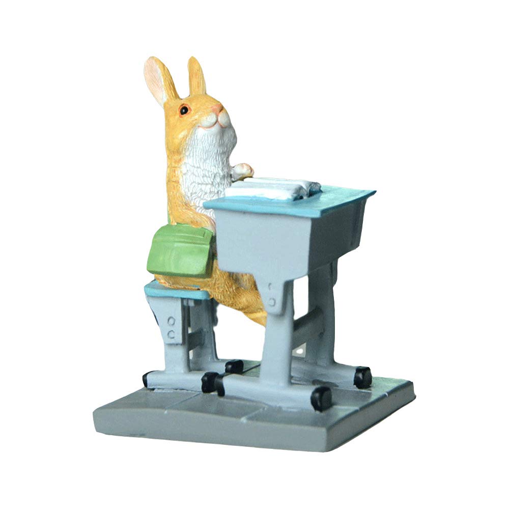 Gemmia Classroom Reading Book Figurine- Earnest Rabbit Statue