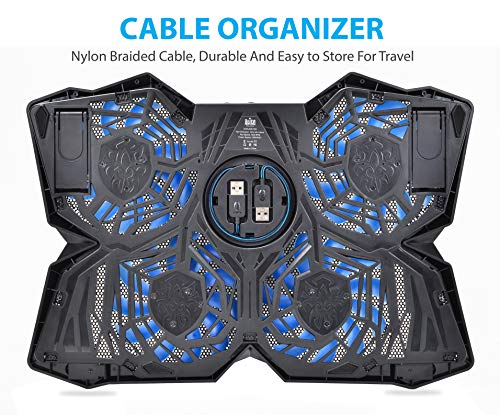 Alien Studio Laptop Cooling Pad – Slim Fan Laptop Stand - 4 Super Silent USB Cooling Fans, 2 Extra USB Ports, Non-Slip Base, Adjustable Tray Height, Compatible with 12-17 in Laptop, Notebook, MacBook - Thumbnail 6