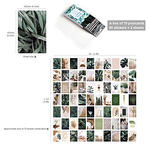 70 Pcs Botanical Wall Collage Kit Aesthetic Pictures, 4x6 Inch Vintage Aesthetic Room Decor Boho Wall Decor Posters, Photo Collage Kit for Wall Aesthetic and Teens Girls Boys