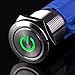 Ulincos Latching Pushbutton Switch U19C1 1NO1NC SPDT ON/Off Silver Stainless Steel Shell with 12V Green LED Suitable for 19mm 3/4
