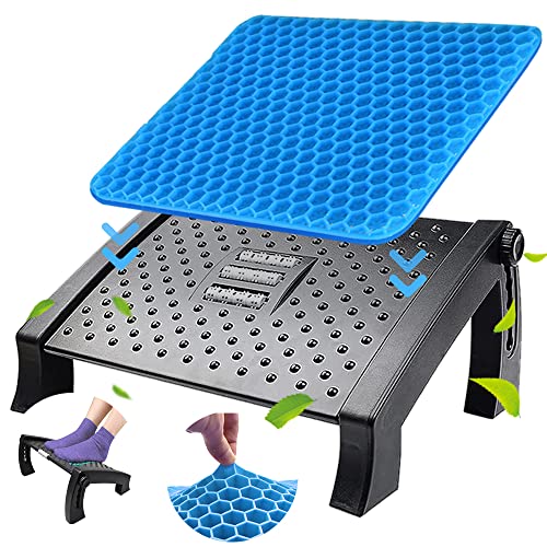 Ergonomic Foot Rest Under Desk, Adjustable 6 Height Office Foot Rest for Under Desk with Soft Comfort Gel Pad, Foot Rest Under Desk with Massage Surface, Soft Comfort Gel Pad for Leg Pain Relief.