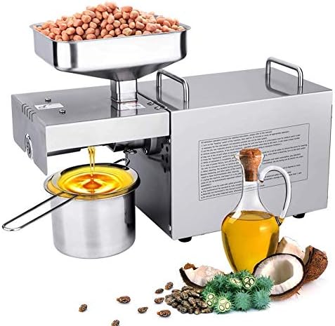 Oil Press Machine Cold/Hot Nut Oil Extractor 304 Stainless Steel Seed Oil Press for Coconut Castor Olive Home/Commercial Oil Expeller