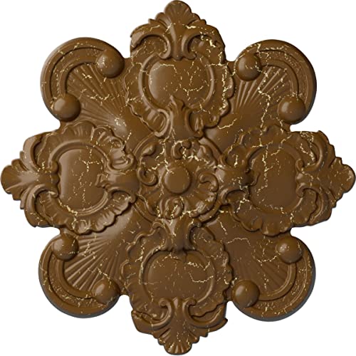 Ekena Millwork CM18KASTC Katheryn Ceiling Medallion, Smokey Topaz Crackle