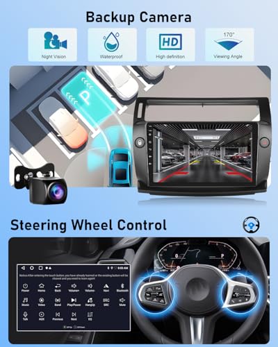 NHOPEEW 2G+64G Android Car Radio for Citroen C4 2004-2009/C-QUATRE 2008-2011 - Wireless Carplay and Android Auto - 9 Inch Carplay Car Radio with WiFi, Equalizer, GPS, FM, RDS + AHD Rear View Camera