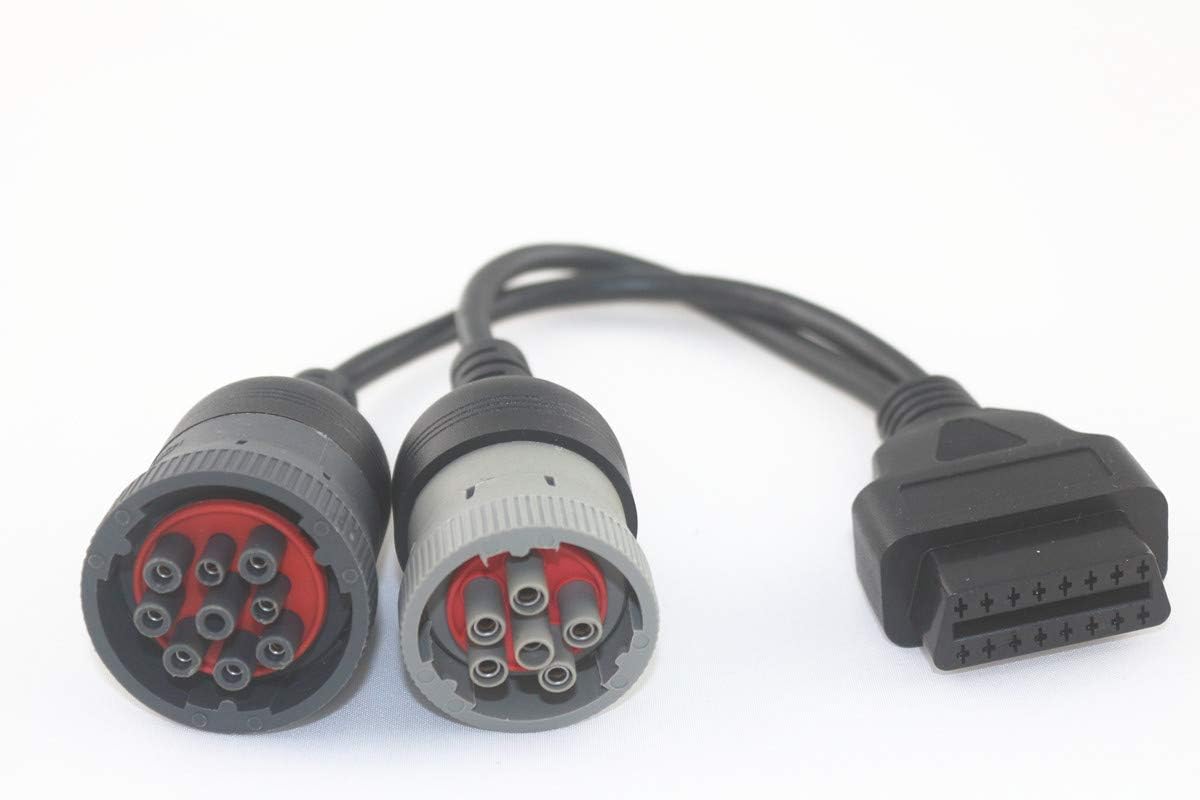 OBDii Interface Freightliner Truck Y Cable OBD2 16pin Female to J1708 6pin and J1939 9pin Cable
