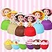 Evursua 2 Pack Scented Cupcake Dolls Toys with Surprise,Reversible Cake Transform to Mini Princess Doll (2 Pack)