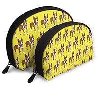 Bull Terrier Dog Pattern 2 Piece Set Cosmetic Beauty Bag Travel Handy Organizer Pouch Clutch Makeup Pouch Set